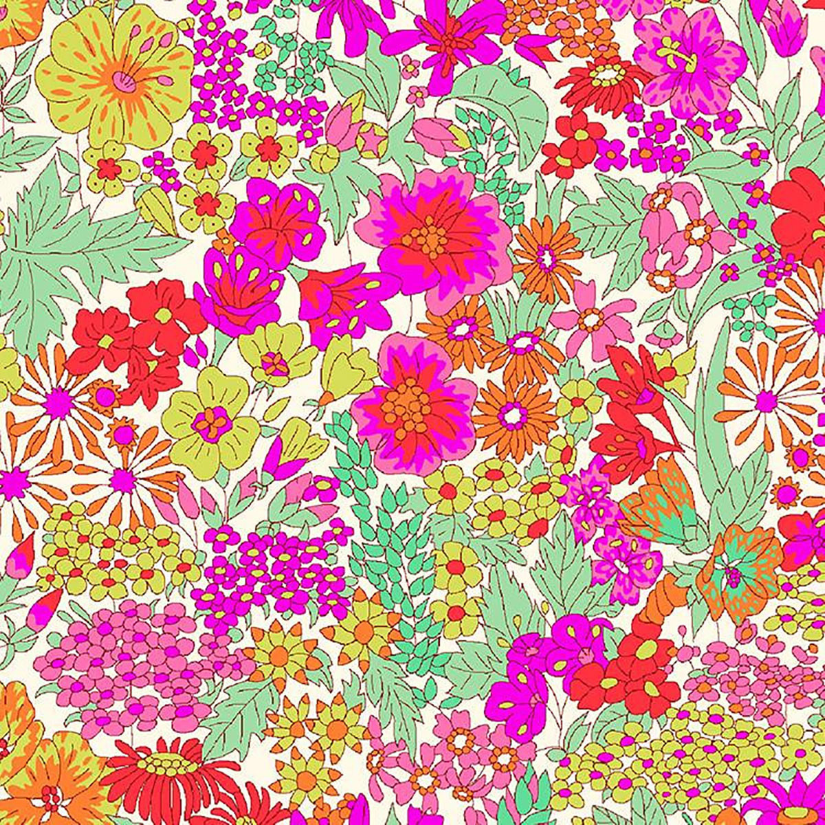 Liberty Fabrics Tana Lawn Pink Green Margaret Annie Bright Garden